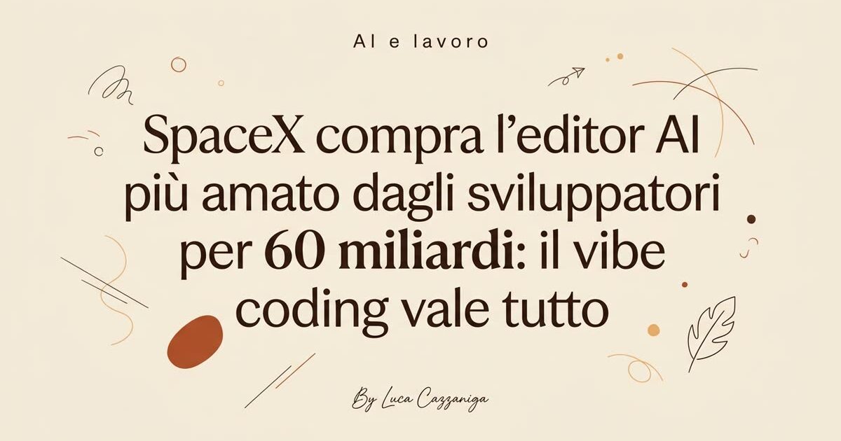 SpaceX compra l'editor AI più amato dagli sviluppatori per 60 miliardi: il vibe coding vale tutto