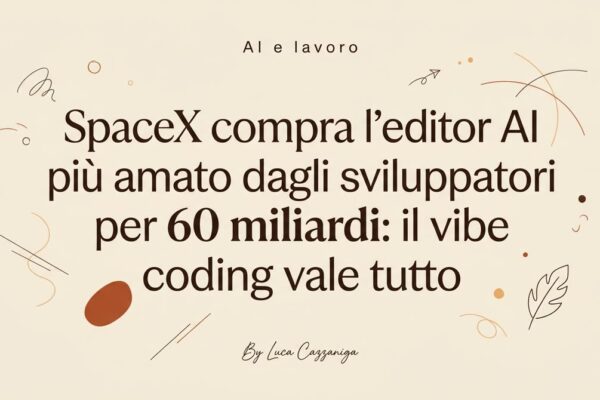 SpaceX compra l'editor AI più amato dagli sviluppatori per 60 miliardi: il vibe coding vale tutto