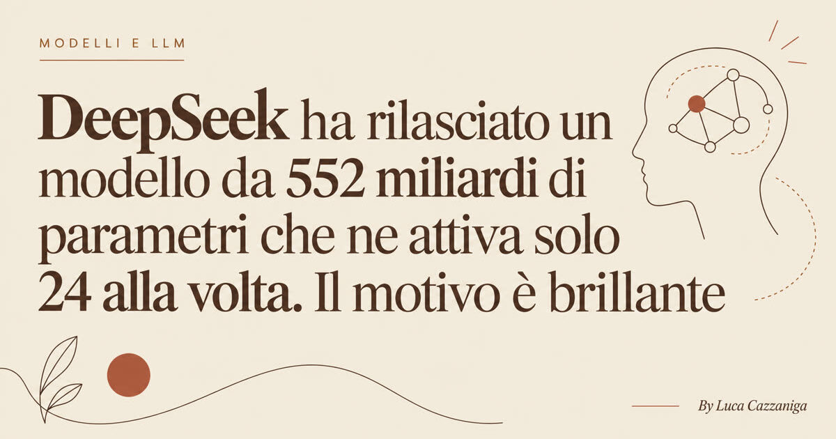 DeepSeek ha rilasciato un modello da 552 miliardi di parametri che ne attiva solo 24 alla volta. Il motivo è brillante