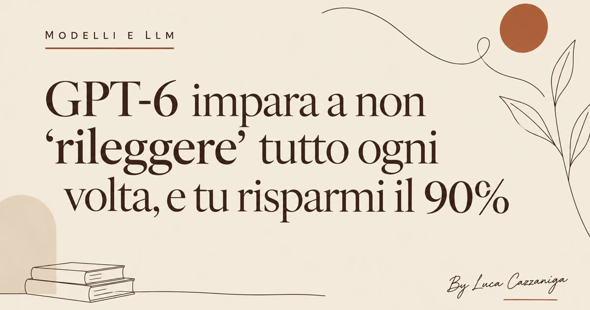 GPT-6 impara a non 'rileggere' tutto ogni volta, e tu risparmi il 90%