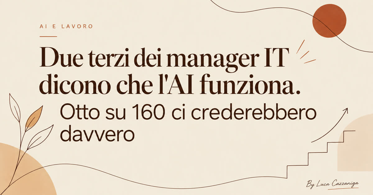 Due terzi dei manager IT dicono che l'AI funziona. Otto su 160 ci crederebbero davvero