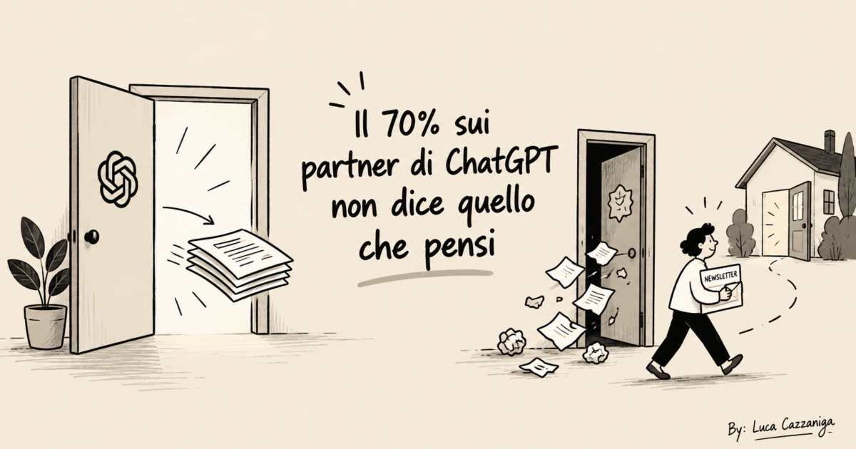 Il 70% sui partner di ChatGPT non dice quello che pensi